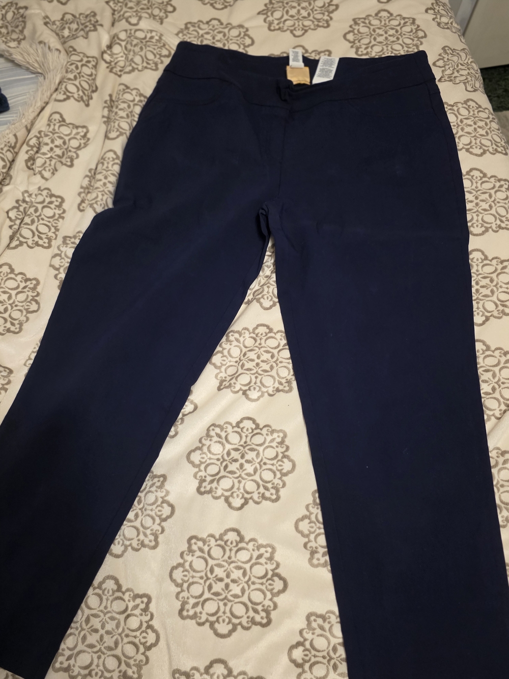 Ruby Rd. Navy Straight-Leg Women's Trousers